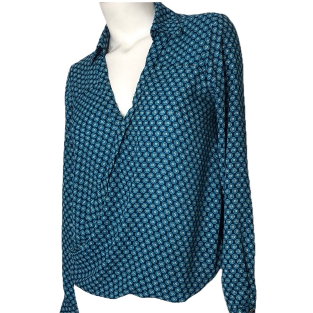 Y2K Forever 21‎ Wrap Style Medallion Print Draped Blouse Top Shirt Sz S - Picture 3 of 11